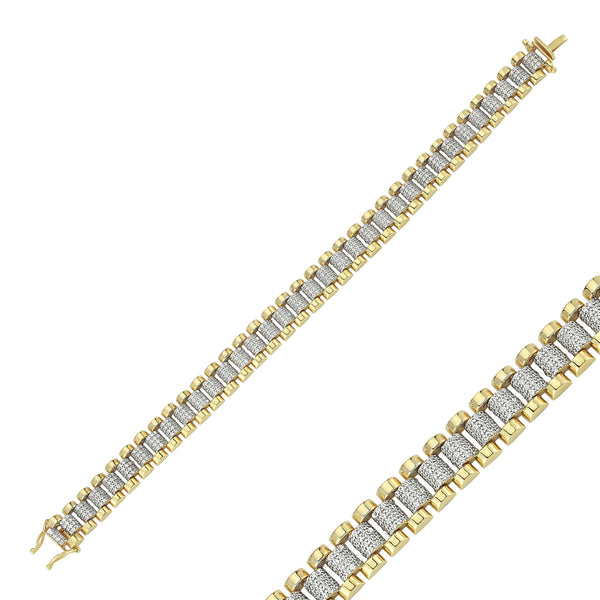 BR180Y: 9CT YELLOW GOLD LADIES CUBIC ZIRCONIA WATCH STRAP BRACELET