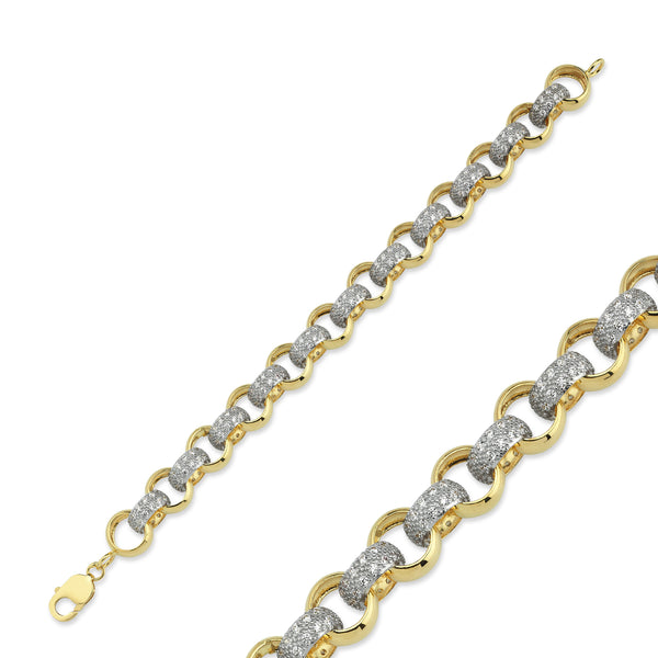 BR173: 9CT YELLOW GOLD GENTS CUBIC ZIRCONIA BELCHER BRACELET
