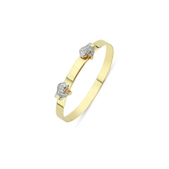 BN172: 9ct Yellow Gold Baby/Kids Cubic Zirconia Double Boxing Glove Expandable Bangle