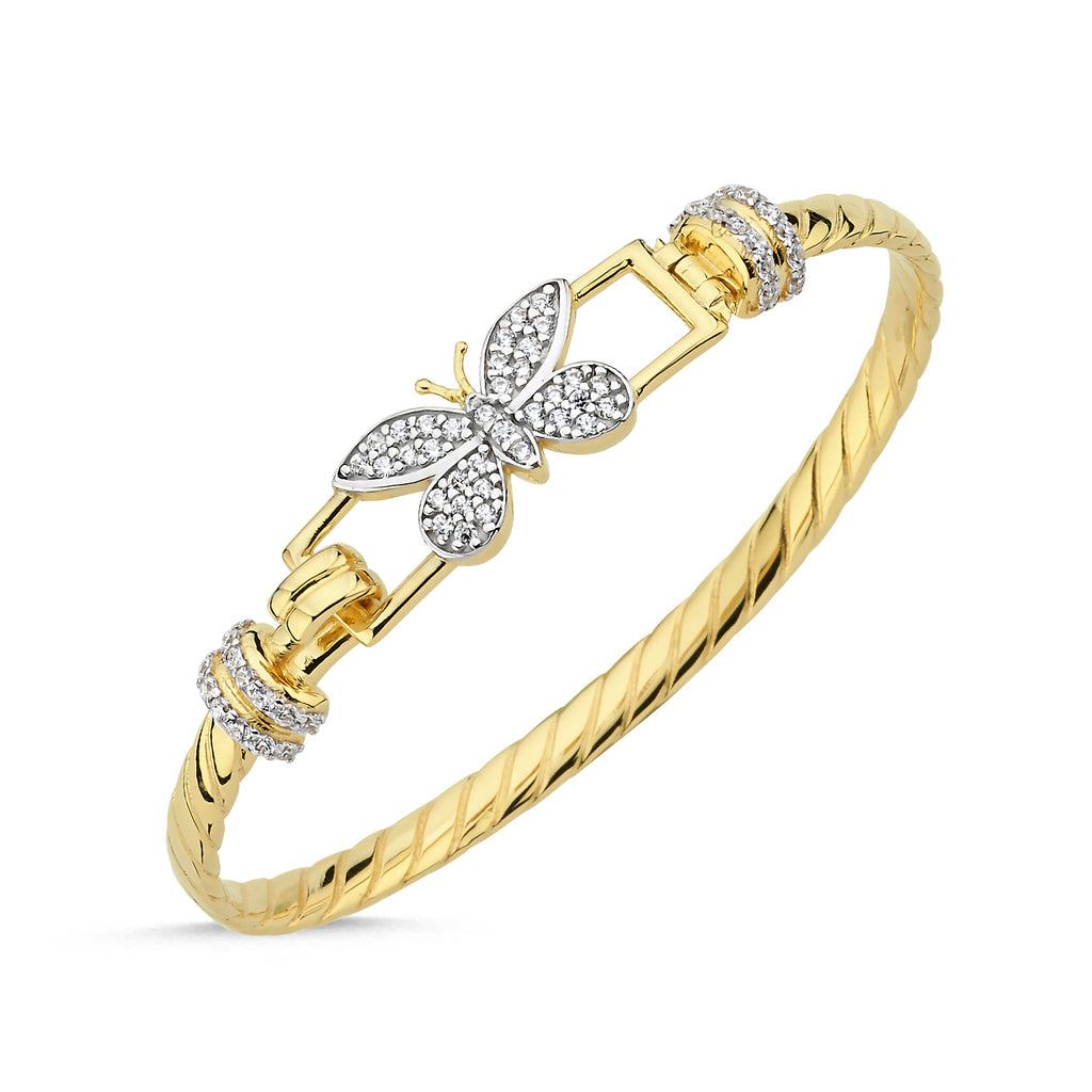 9ct Yellow Gold Baby Cubic Zirconia Butterfly Bangle