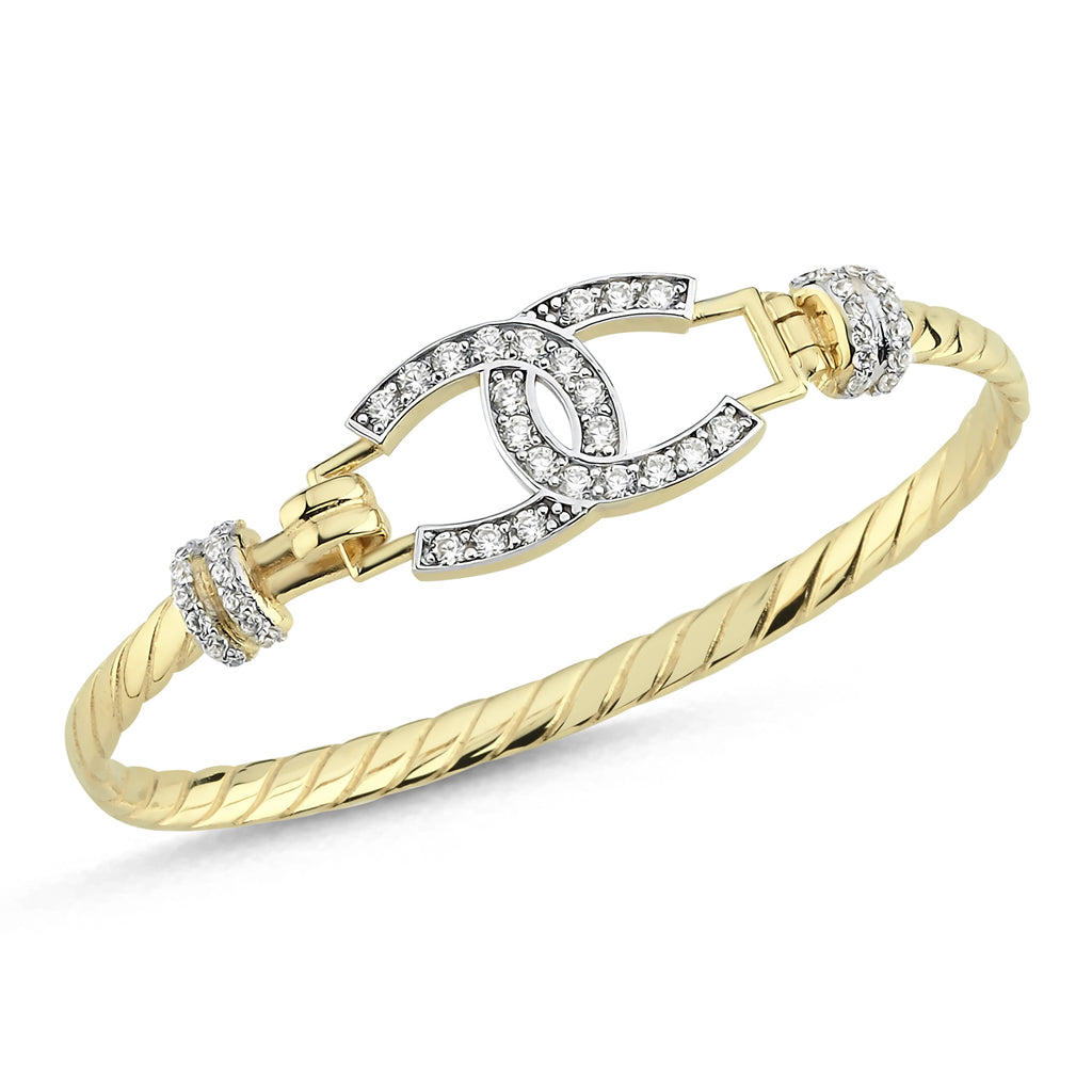 9ct Yellow Gold Baby Cubic Zirconia Horse Shoe Bangle