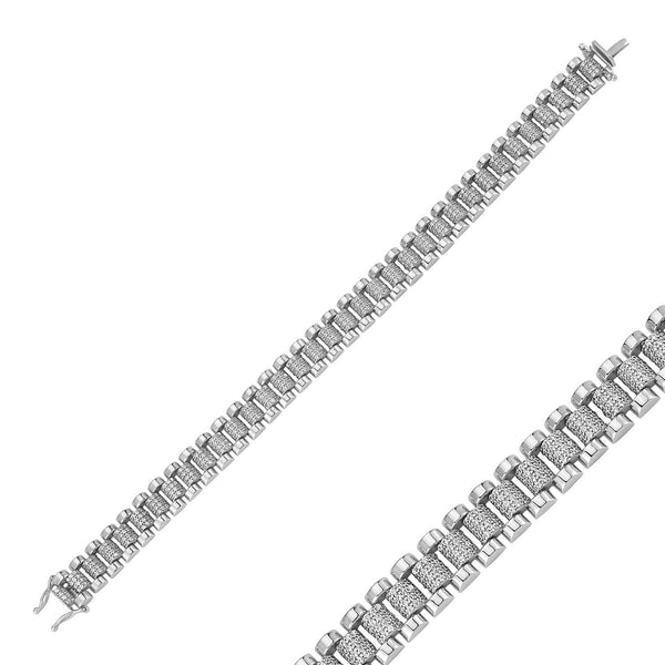 9ct White Gold Cubic Zirconia Watch Strap Style Baby Bracelet