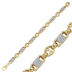 9ct Yellow Gold Cubic Zirconia Stars and Bars Chain