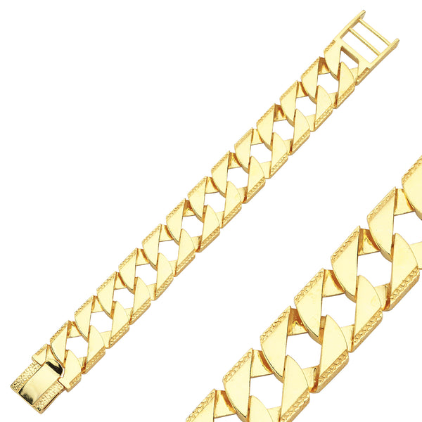 BR228: 9CT YELLOW GOLD GENTS CHAPS BRACELET