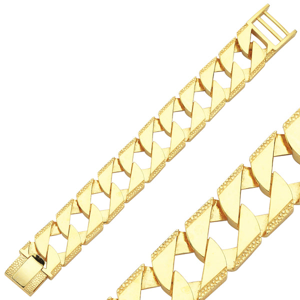 BR229: 9CT YELLOW GOLD GENTS CHAPS BRACELET