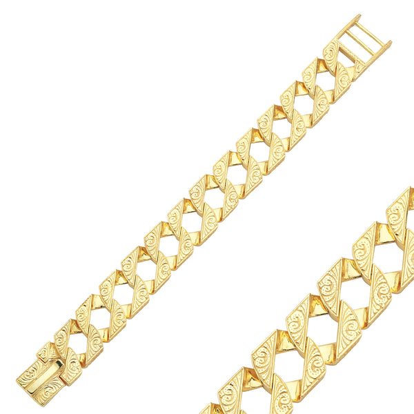 BR230Y: 9CT YELLOW GOLD GENTS HEAVY CHAPS BRACELET