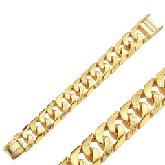 BR231: 9CT YELLOW GOLD GENTS HEAVY PLAIN AND PATTERNED LINK CHAPS BRACELETS