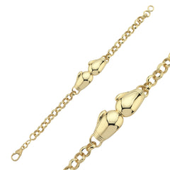 BR248: 9CT YELLOW GOLD GENTS DOUBLE BOXING GLOVE BELCHER BRACELET