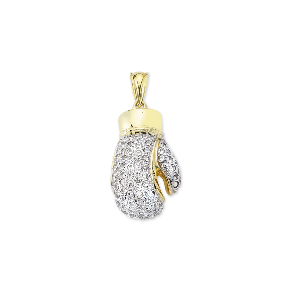 9ct Yellow Gold Cubic Zirconia Semi Hollow Boxing Glove Pendant