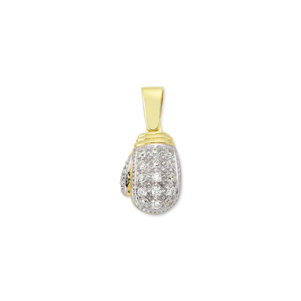 9ct Yellow Gold Cubic Zirconia Semi Hollow Boxing Glove Pendant