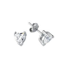 HS06: SILVER HEART CZ STUDS 6MM