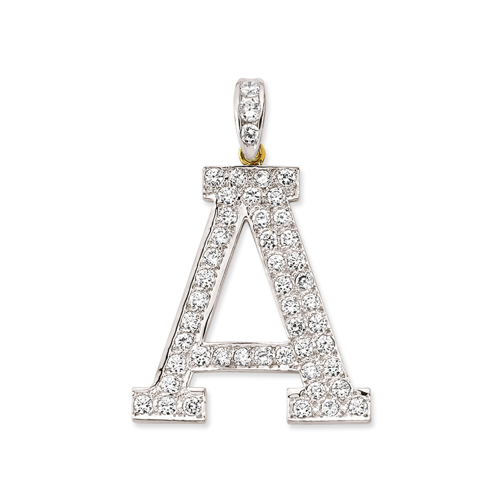 9CT Gold Cubic Zirconia Large Initial Pendant