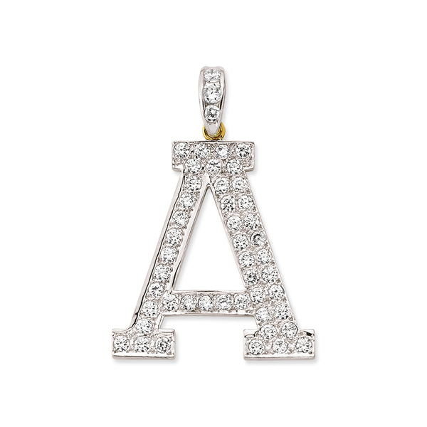 9CT Gold Cubic Zirconia Large Initial Pendant