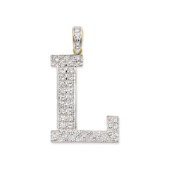 9CT Gold Cubic Zirconia Large Initial Pendant