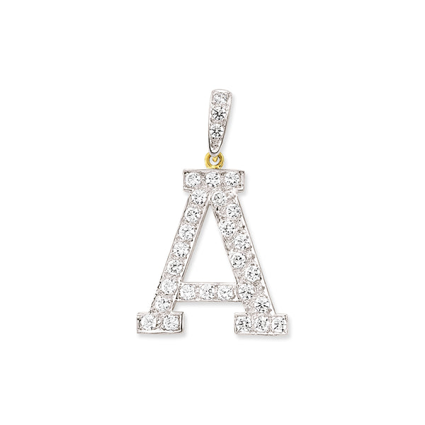 9CT Gold Cubic Zirconia Medium Initial Pendant