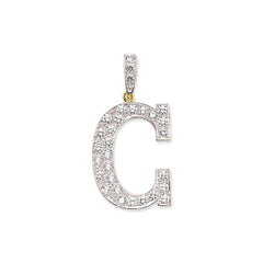 9CT Gold Cubic Zirconia Medium Initial Pendant