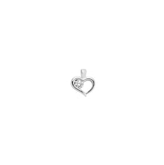 9ct White Gold Single Stone Cubic Zirconia Open Heart Pendant