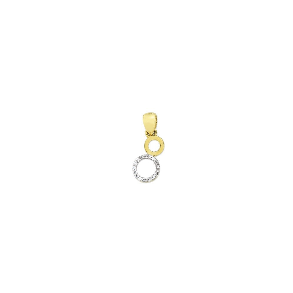 9ct Yellow Gold Cubic Zirconia Double Halo Pendant