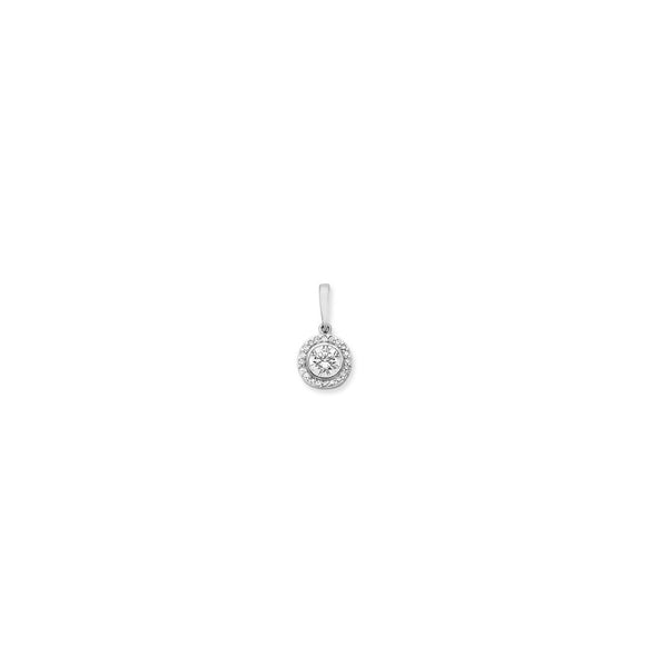 9ct White Gold Cubic Zirconia Round Halo Pendants