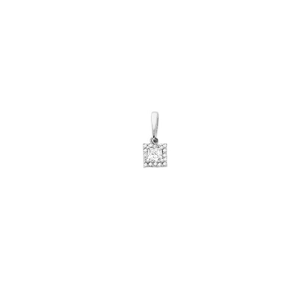 9ct White Gold Square Cubic Zirconia Pendants