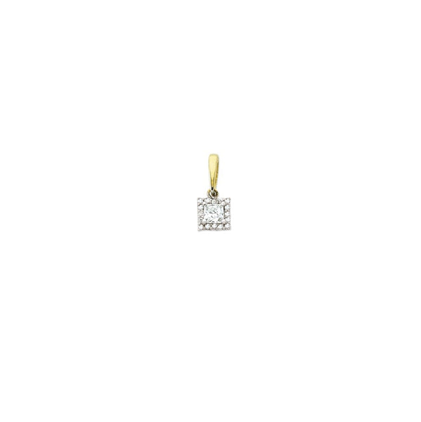 9ct Yellow Gold Square Cubic Zirconia Pendant