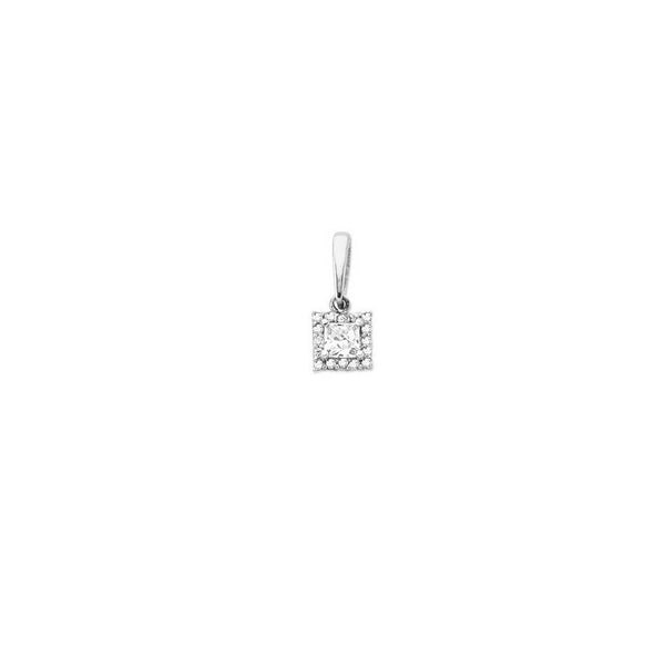 9ct White Gold Square Cubic Zirconia Pendant