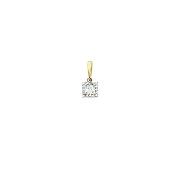 9ct Yellow Gold Square Cubic Zirconia Pendant