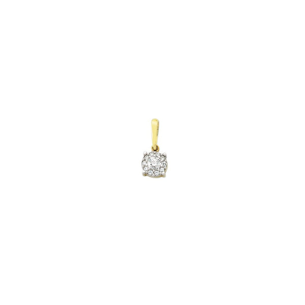 9ct Yellow Gold 4 Claw Cubic Zirconia Round Halo Pendant