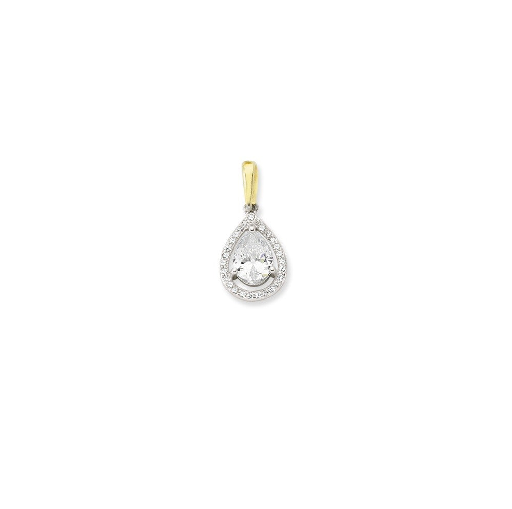 9ct Yellow Gold Cubic Zirconia Teardrop Pendant