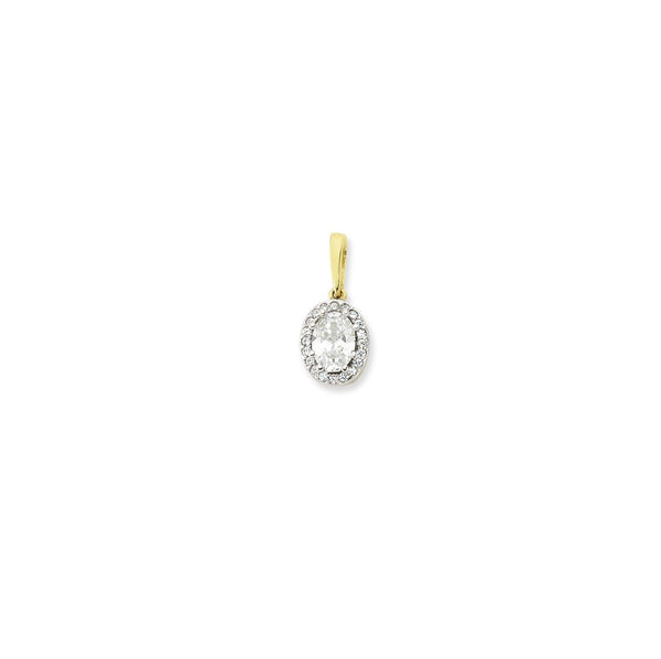 9ct Yellow Gold Oval Cubic Zirconia Pendant