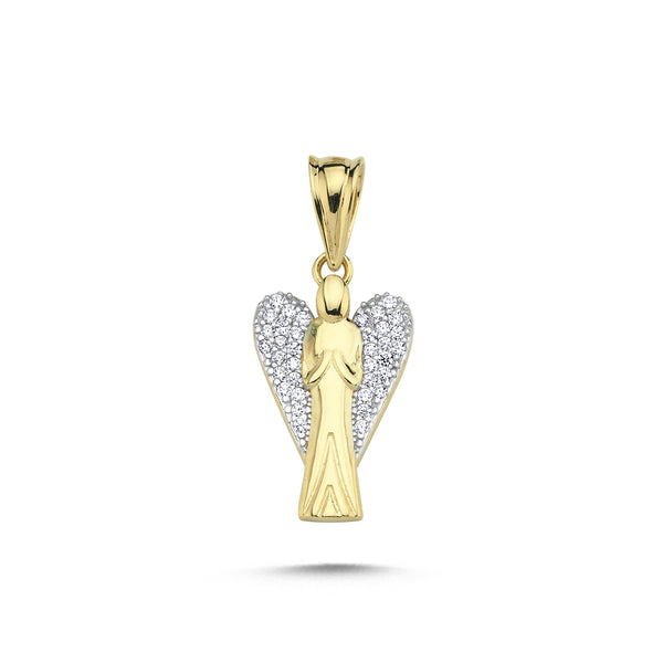 9ct Yellow Gold Cubic Zirconia Angel Pendant