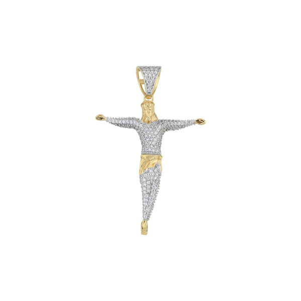PN308: 9ct Yellow Gold Cubic Zirconia Jesus Pendant