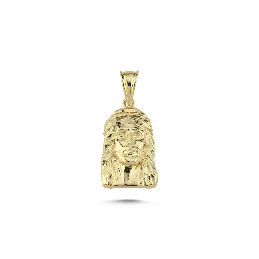 PN309: 9ct Yellow Gold Plain Jesus Head Pendant