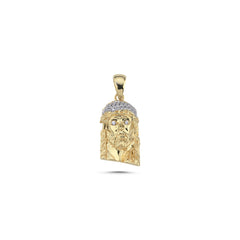 PN310: 9ct Yellow Gold Cubic Zirconia Jesus Head Pendant