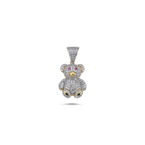 PN311: 9ct Yellow Gold Cubic Zirconia Bear Pendant