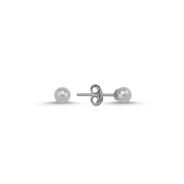 PS04: SILVER PEARL STUDS 4MM