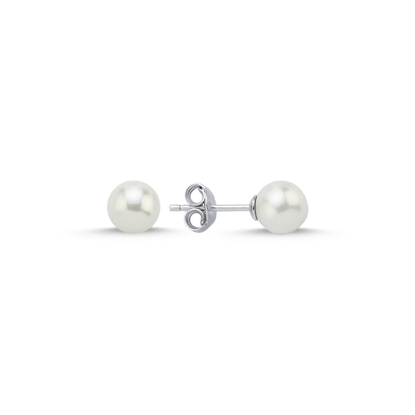 PS06: SILVER PEARL STUDS 6MM