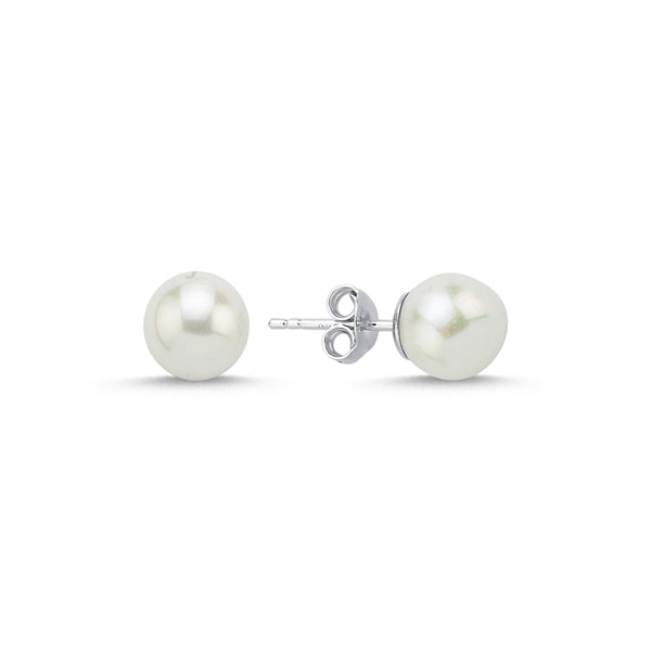 PS08: SILVER PEARL STUDS 8MM