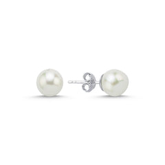 PS08: SILVER PEARL STUDS 8MM