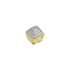 RN18Y: GENTS 9CT YELLOW GOLD CUBIC ZIRCONIA PYRAMID RING