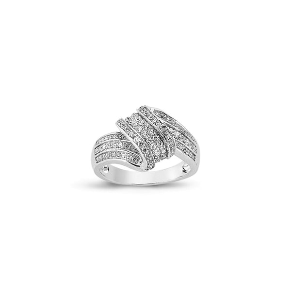 RN190W - 9CT WHITE GOLD CUBIC ZIRCONIA LADIES RING