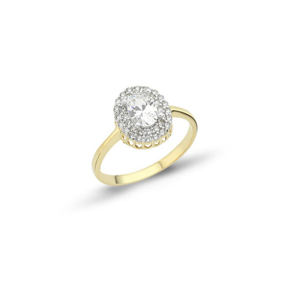 RN255Y - 9CT YELLOW GOLD CUBIC ZIRCONIA LADIES RING