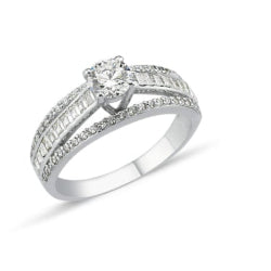 RN27W - 9CT WHITE GOLD CUBIC ZIRCONIA LADIES RING