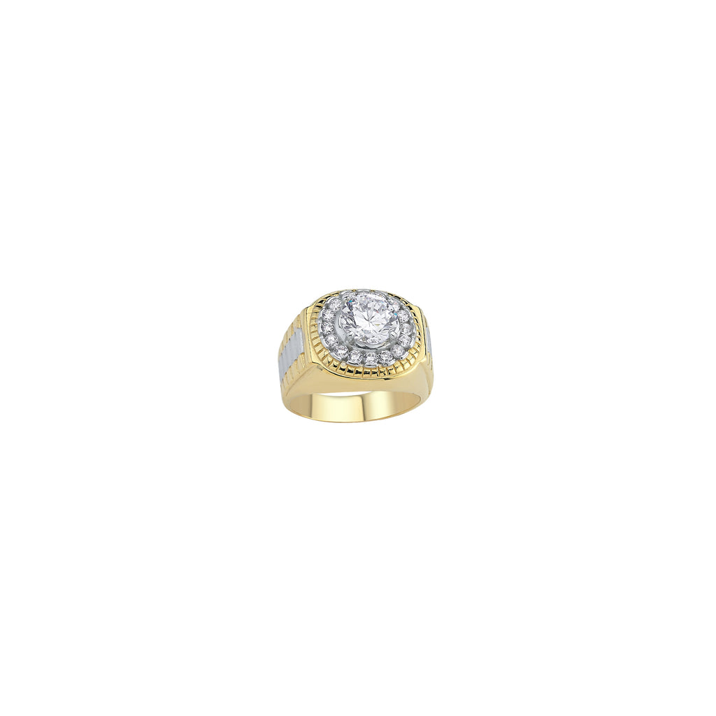 RN331Y: GENTS 9CT YELLOW GOLD CUBIC ZIRCONIA RING