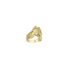 RN349Y: GENTS 9CT YELLOW GOLD HORSE HEAD RING