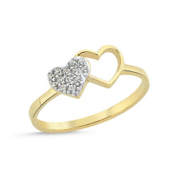 RN387Y - 9CT YELLOW GOLD CUBIC ZIRCONIA  HEART LADIES RING