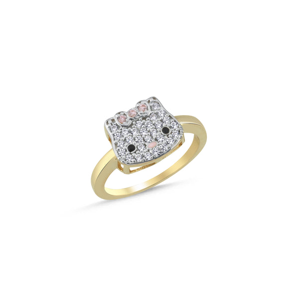 RN407: 9ct Yellow Gold Cubic Zirconia Kitty Baby Ring
