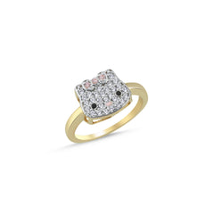 RN407: 9ct Yellow Gold Cubic Zirconia Kitty Baby Ring