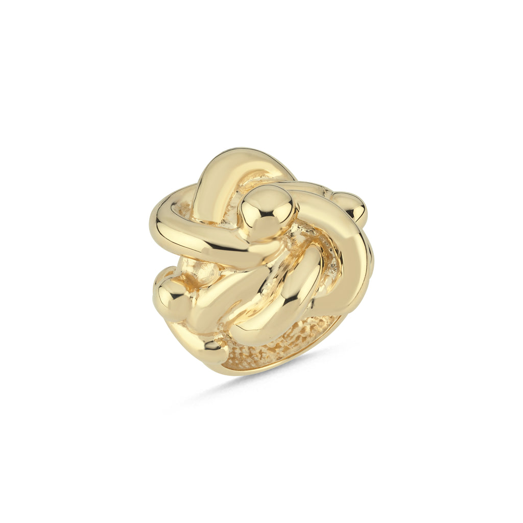 RN411: 9ct Yellow Gold Gents Large Plain Knot Ring