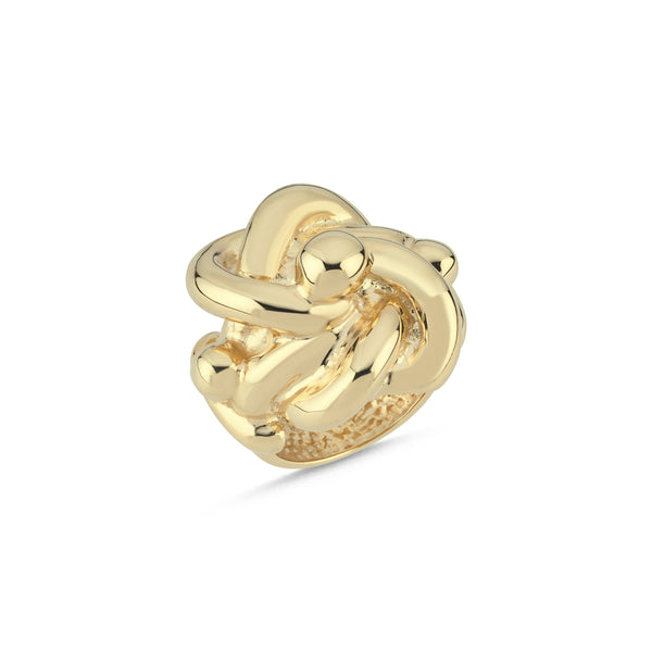 RN411: 9ct Yellow Gold Gents Large Plain Knot Ring